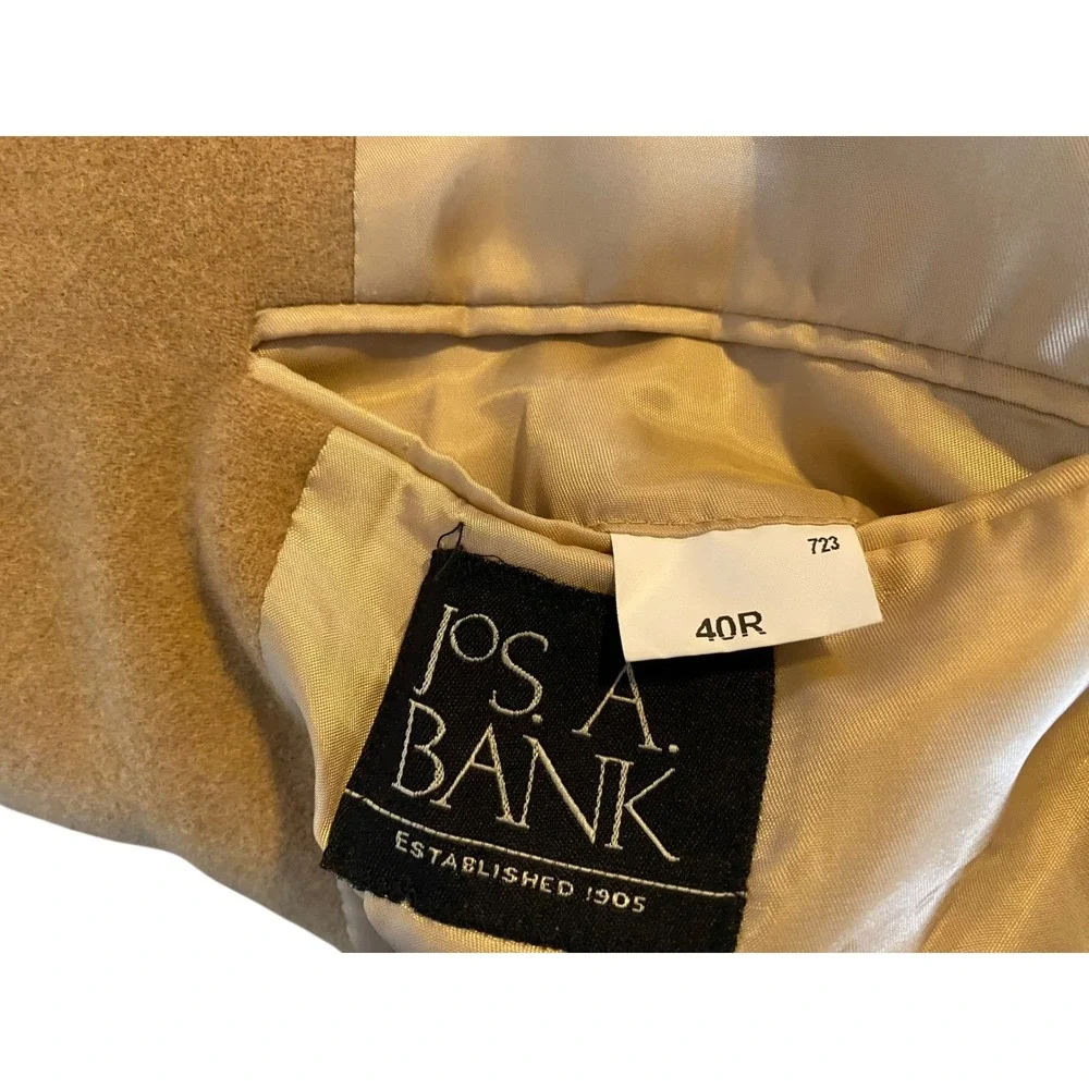 Jos A Bank 100% Camel Hair Sport Coat Blazer 40R Mens 2 Button Tan Beige - Picture 5 of 6